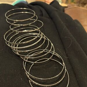 Chic Silver Bangle Bracelet Set